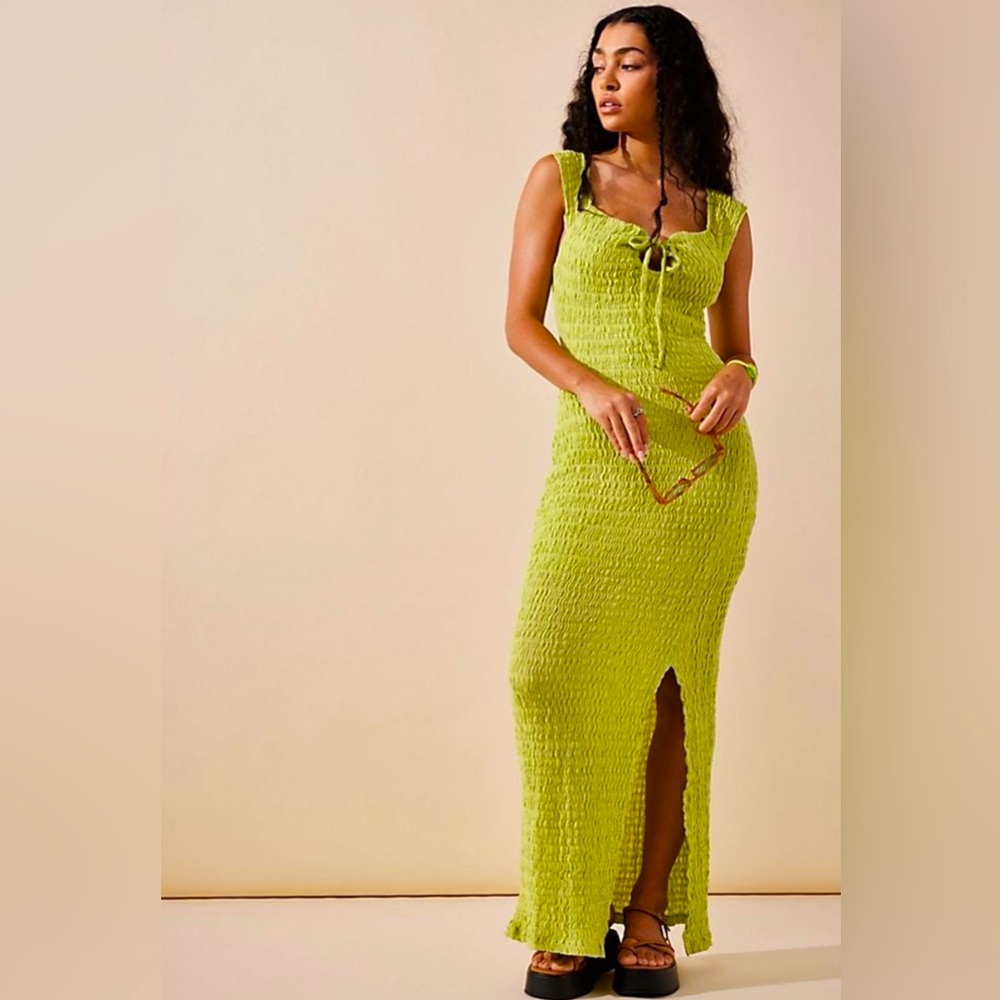Free People, Beach, Eleni Bodycon Midi, Lime Green, XS, NWOT